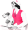 soave woman vintage dog friends pin up - PNG gratuit GIF animé