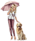 kvinna-hund-paraply-woman-dog - zdarma png animovaný GIF