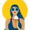 kikkapink woman summer hat yellow blue - безплатен png анимиран GIF