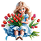 niña con tulipanes--Rubicat - 免费PNG 动画 GIF