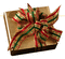 Paquet cadeau or avec ruban rayé rouge-vert-or - GIF animado grátis Gif Animado