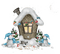 winter hiver house snowman deco fond
