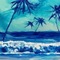 Blue Beach with Palm Trees - бесплатно png анимированный гифка