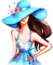 soave woman summer spring fashion hat blue orange - PNG gratuit GIF animé