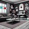 3D Black & White Living Room - PNG gratuit GIF animé