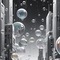 Grey Futuristic City and Bubbles - Free PNG Animated GIF