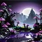 Purple and Black LEGO Fantasy Landscape - PNG gratuit GIF animé