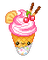 cute icecream pink cherry pixel art - GIF animé gratuit