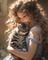 girl with cat - png gratuito GIF animata