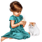 child with cat bp - png gratis GIF animasi
