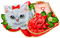 Kitten.Heart.Box.Rose.Gray.Red - PNG gratuit GIF animé