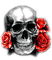 Skull.Roses.Black.White.Red - By KittyKatLuv65 - PNG gratuit GIF animé