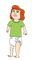 Cartoon baby girl in green shirt without bow - png gratis GIF animasi