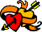 Coeurs fléchés avec ruban - défilé de diverses couleurs clignotantes - GIF animate gratis GIF animata