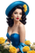 vintage woman blue yellow hat - GIF animé gratuit