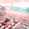 soave background animated beach summer pink teal - GIF animé gratuit GIF animé