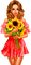 Woman And Sunflowers - png gratis GIF animado
