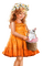 Mädchen mit Kranz, Hase im Korb, orange - GIF animé gratuit