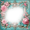 vintage frame flowers pink teal - png gratuito GIF animata