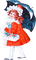 soave girl vintage umbrella  winter christmas - Free PNG Animated GIF