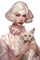 lady and her cat pink - GIF animado gratis