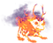 Pixel art horror skeleton frog on fire demon - GIF animé gratuit