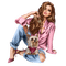 Woman with her dog. Pink and blue. Leila - png ฟรี GIF แบบเคลื่อนไหว