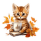 chats café - PNG gratuit GIF animé