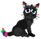 rainbow black cat - nemokama png animuotas GIF