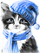 soave cat animals winter deco black white blue - Free PNG Animated GIF