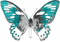 soave deco butterfly black white teal - 免费PNG 动画 GIF