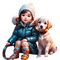 loly33 enfant chien luge hiver - PNG gratuit GIF animé