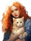 Девушка с котом - gratis png animeret GIF