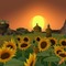 Sunflower Field with Towers - png gratis GIF animasi
