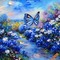 Blue Butterfly in Garden - бесплатно png анимированный гифка