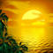 sunset ocean clouds yellow bg gif coucher de soleil ocean nuages fond jaune - GIF animé gratuit GIF animé