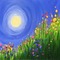 spring night background flowers moon - png gratuito GIF animata