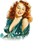 soave woman vintage pin up flowers brown blue - Free PNG Animated GIF