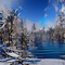 Blue Winter Forest and Lake - ingyenes png animált GIF
