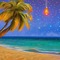 Christmas Beach & Palm Tree - gratis png geanimeerde GIF