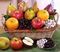 Fruits et noix séchées et chocolat dans un panier - png gratis GIF animado
