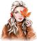 soave woman fashion leaves  autumn  orange brown - PNG gratuit GIF animé