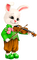 Bunny.Rabbit.Violin.White.Green.Brown.Pink - Free PNG Animated GIF