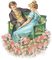 soave couple vintage spring garden flowers bench - 免费PNG 动画 GIF