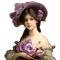 Женщина с цветами винтаж - бесплатно png анимированный гифка