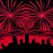 Red Fireworks in a Black City - png grátis Gif Animado