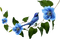 deco flowers blue vintage kikkapink bird - zdarma png animovaný GIF