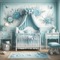 Pastel Blue Nursery with Crib & Roses - png gratis GIF animado