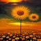 Flower Field at Sunset - png gratis GIF animasi