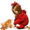 child-girl-cat-red-flicka-katt-röd - Free PNG Animated GIF